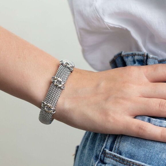 Phillip Gavriel 18K Gold & Silver Popcorn Cuff Link Bangle - Picture 2 of 2